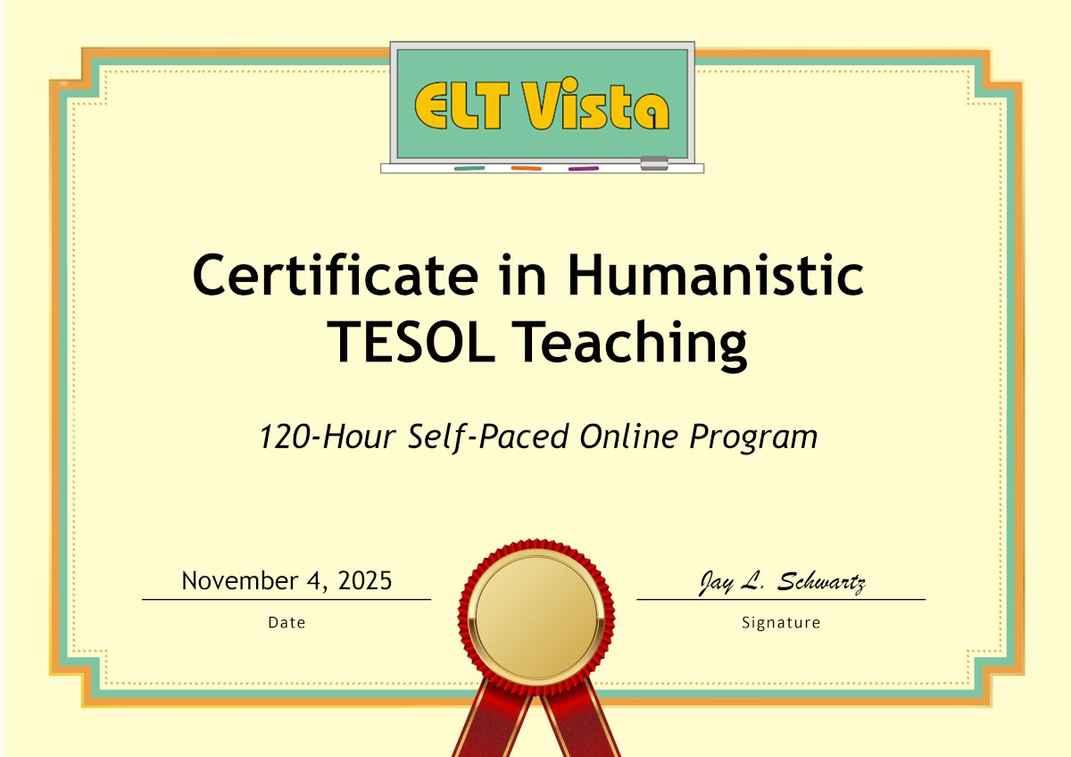 ELT Vista Certificate in Humanistic TESOl Teaching